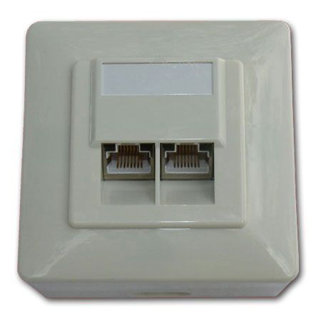 Netzwerkdose Datendose 2fach Aufputz Cat. 6 2 x RJ45, RAL 9010 reinweiß, LSA