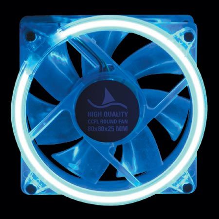 Sharkoon GEHÄUSELÜFTER  mit runder Kaltkathodenleuchte blau, 80 x 80