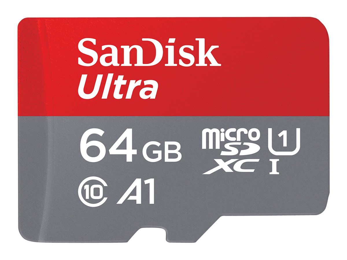 SanDisk Ultra microSDXC 64GB 140MB/s, UHS-I U1, A1,Class 10 incl. Adapter SD