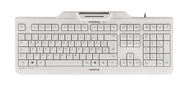 Cherry KC 1000 SC weiß, USB Security Tastatur mit integriertem Smartcard-Terminal