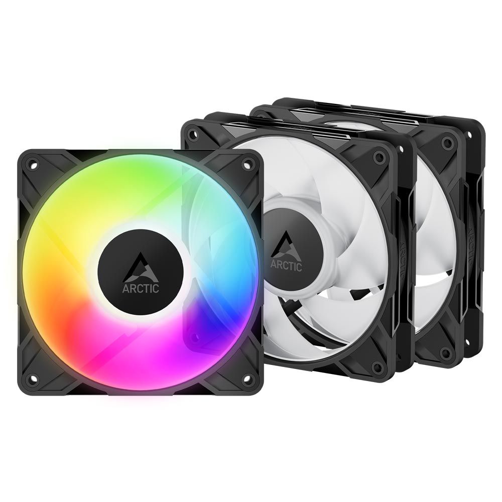 Arctic P12 Pro A-RGB, schwarz, 120mm, 3er-Pack optimiert für statischen Druck mit A-RGB