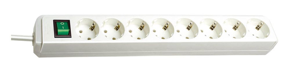 Brennenstuhl Eco-Line Steckdosenleiste mit Schalter 8-fach weiß, 3 Meter Anschlußkabel