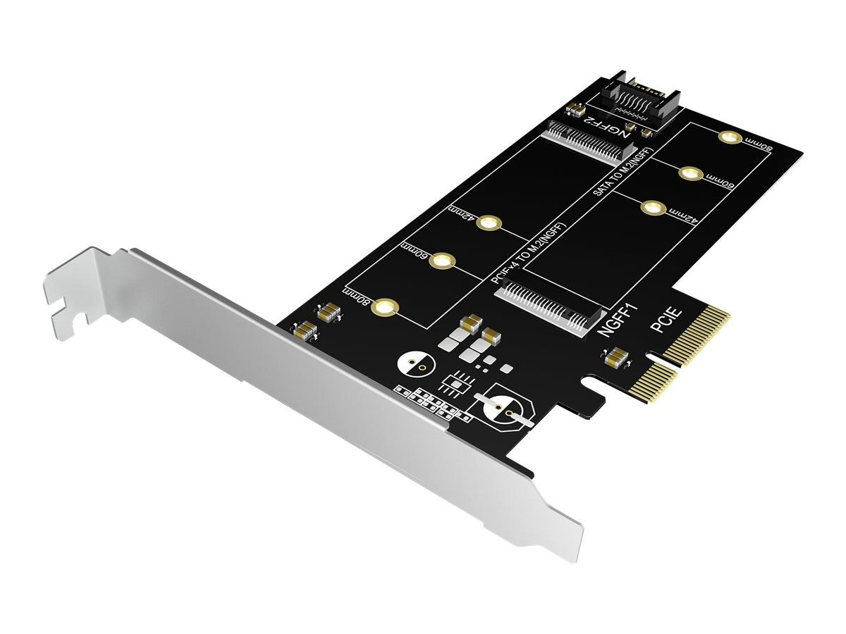 RaidSonic Icy Box  PCI Express 3.0 x4 Card M.2 PCIe 1x PCIe 3.0 x4 (male), 1x SATA 6Gb/s (male)