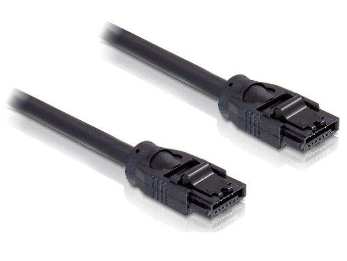 Delock S-ATA 6 Gb/s Kabel, 20 cm, rund, gerade/gerade, Metallverriegelung