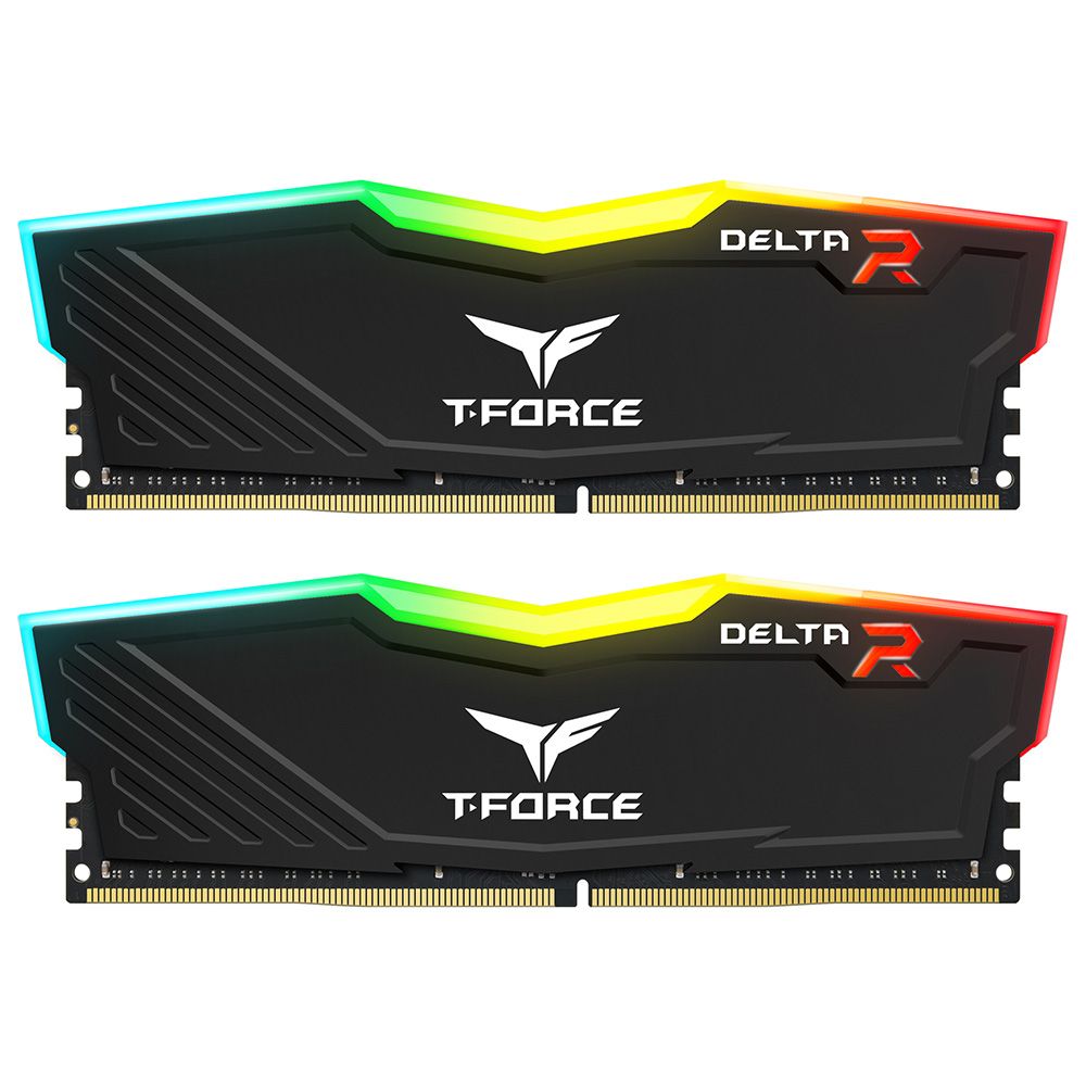 16GB Kit DDR4-RAM, 3600 MHz, TeamGroup T-Force Delta RGB 2 x 8GB, CL18, XMP 2.0, schwarz, RGB