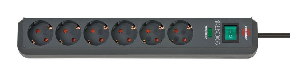 Brennenstuhl Eco-Line mit Schalter und Überspannungsschutz 6-fach, 1.5m, schwarz