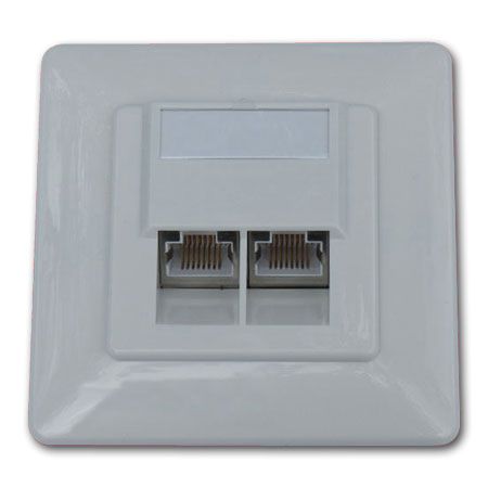 Netzwerkdose Datendose 2fach Unterputz Cat. 6 2 x RJ45, RAL 9010 reinweiß, LSA