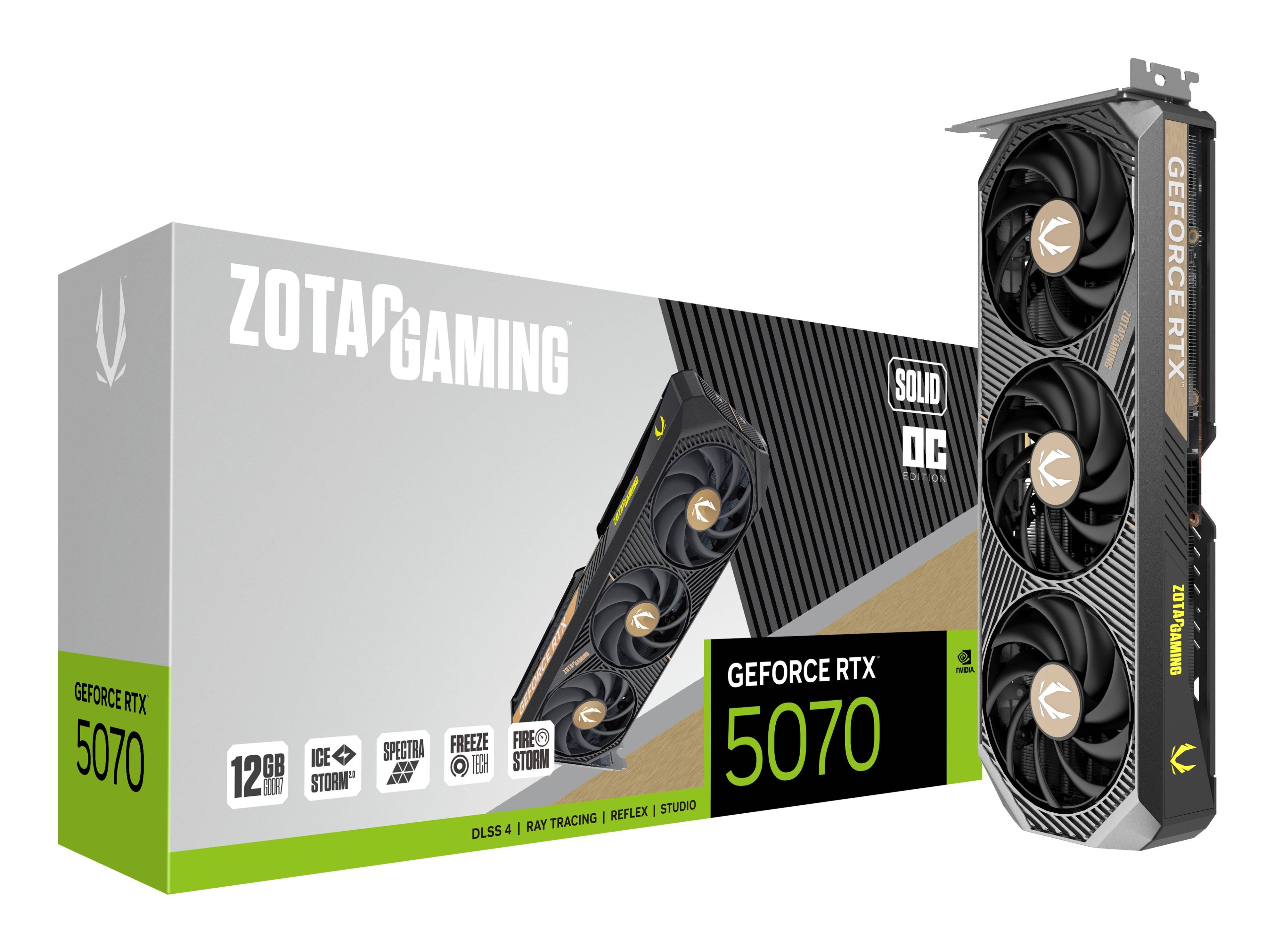 Zotac Gaming GeForce RTX 5070 Solid OC, 12GB GDDR7, HDMI, 3x DP