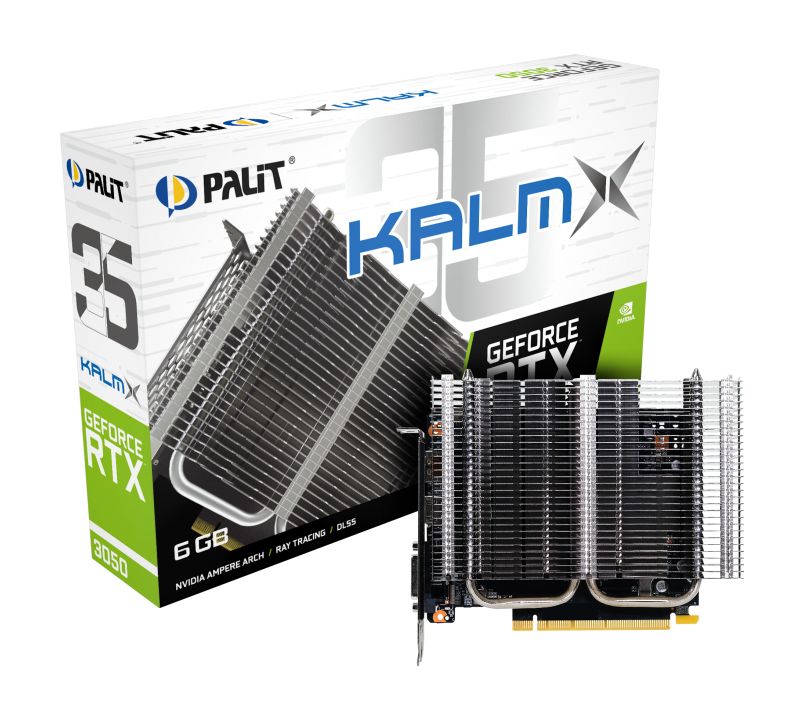 Palit GeForce RTX 3050 KalmX, 6GB GDDR6, DVI, HDMI, DP, passiv gekühlt