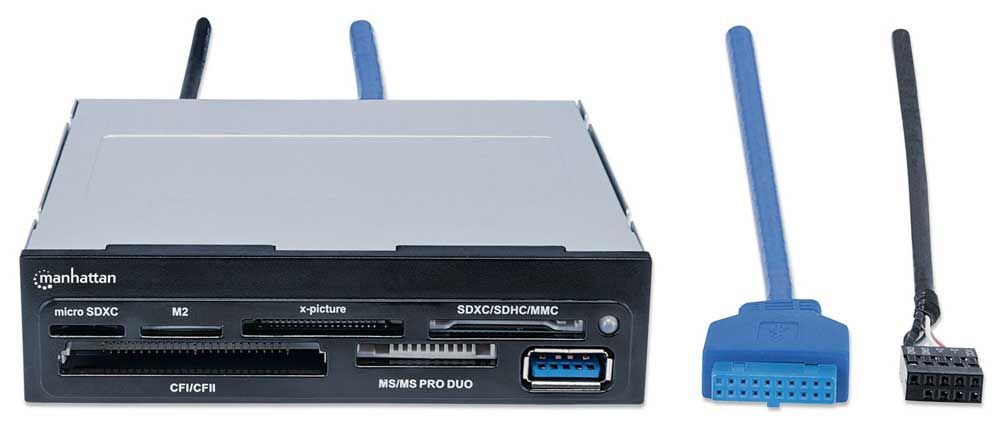 Manhattan 48in1 Multi-Slot-Cardreader, USB 3.0 schwarz, Front-USB 3.0