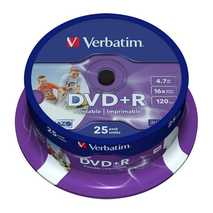 25er Spindel Verbatim DVD+R 4,7 GB, 16fach printable, bedruckbar