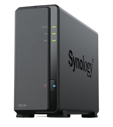 Synology DS124 NAS, 2x USB 3.0, Gigabit-LAN, 1x SATA, Realtek RTD1619B, 4x 1.70GHz (ARM Cortex-A55)