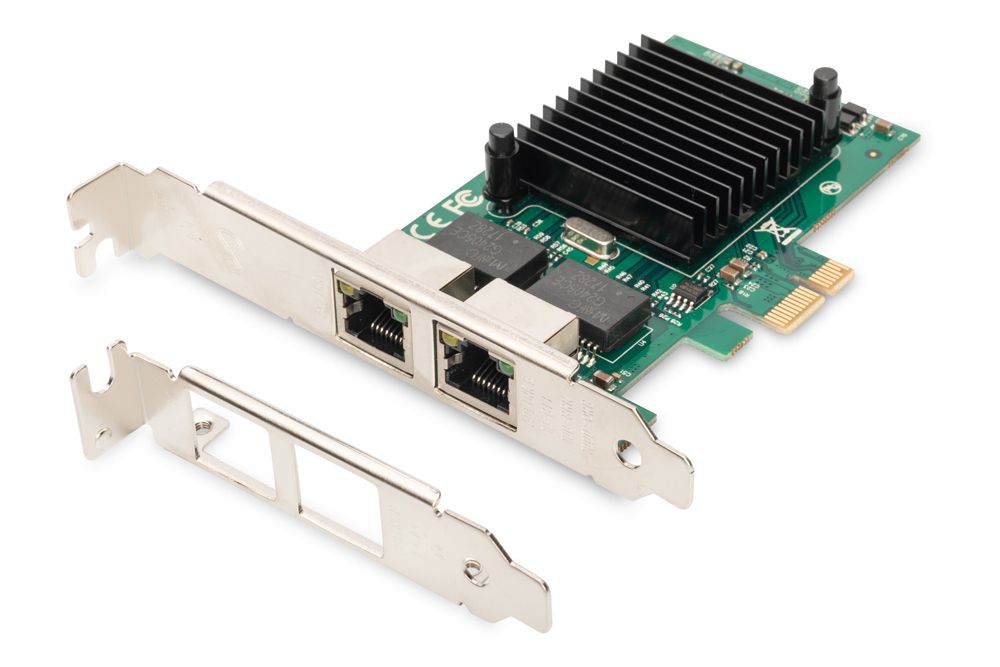 DIGITUS Dual Gigabit Ethernet PCI Express Karte, 2-Port PCIe x1, 2x 10/100/1000 MBit/s, Low Profile, Intel JL82575EB