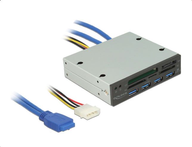 Delock USB 3.0 5 Slot Multi-Slot-Cardreader 3,5 Zoll schwarz mit Front-USB-3.0-Anschluss