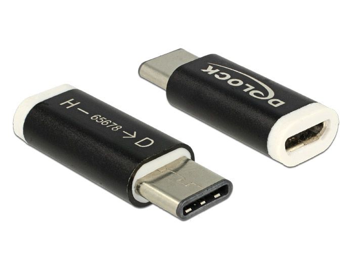 Delock Adapter USB 2.0 Micro-B Buchse (Host) > USB Type-CT 2.0 Stecker (Device) schwarz