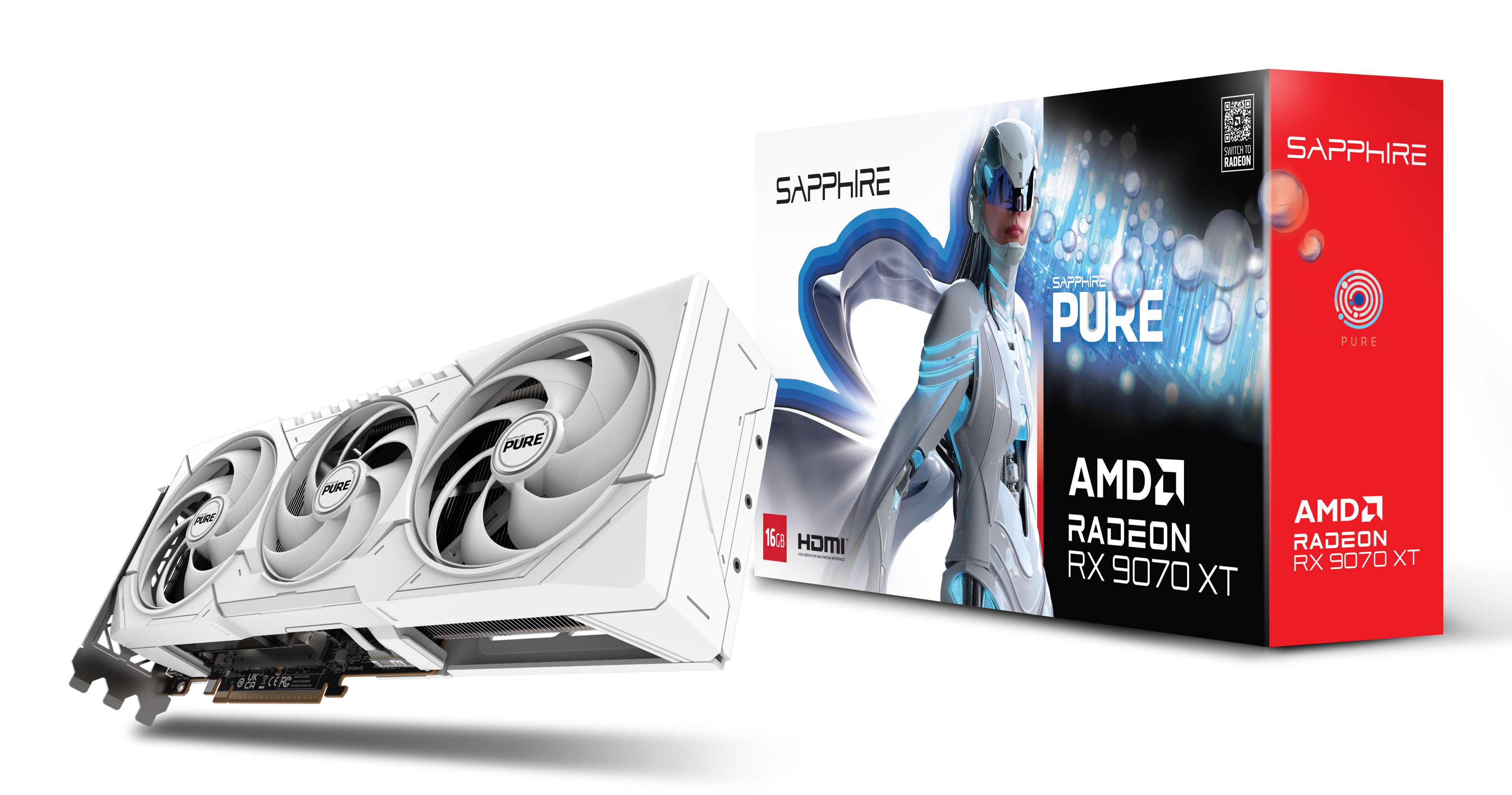 Sapphire Pure Radeon RX 9070 XT, 16GB GDDR6, 2x HDMI, 2x DP, lite retail