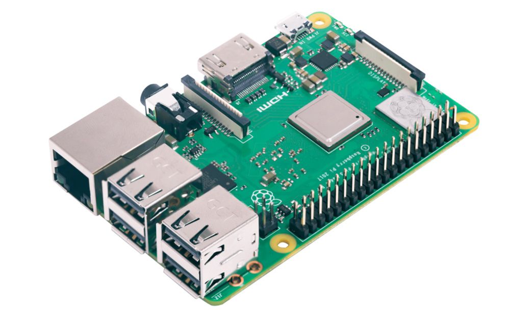 Raspberry Pi 3 Modell B+, 4x 1,4 GHz, 1 GB WLAN 802.11b/g/n/ac, Bluetooth 4.2