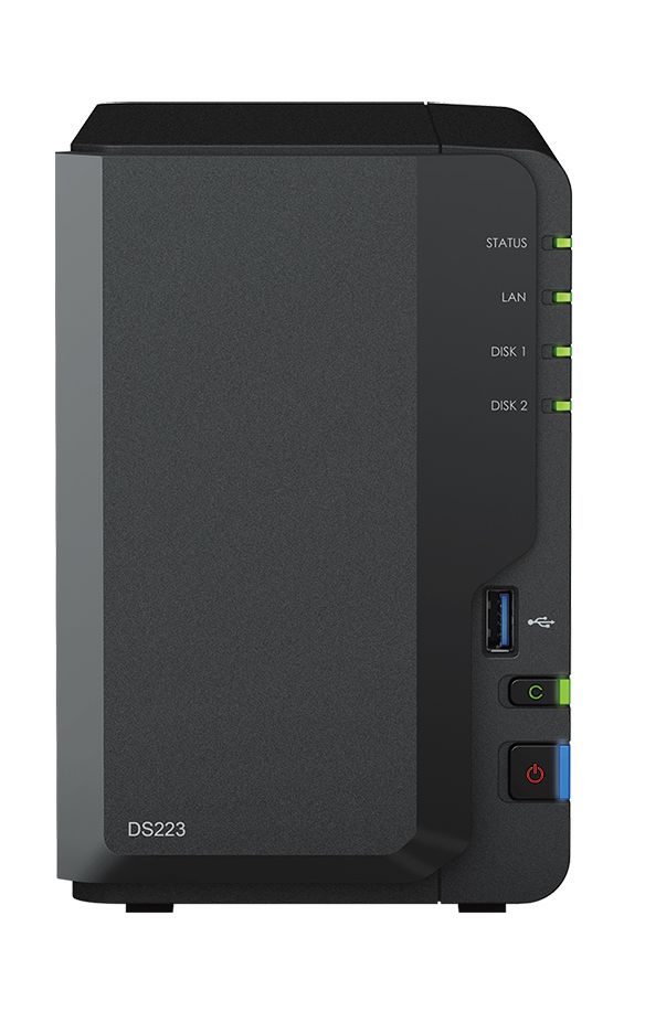 Synology DS223 NAS, 3x USB 3.0, Gigabit-LAN, 2x SATA HDD, Realtek RTD1619B, 2GB DDR4