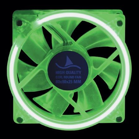 Sharkoon GEHÄUSELÜFTER  mit runder Kaltkathodenleuchte grün, 80 x 80