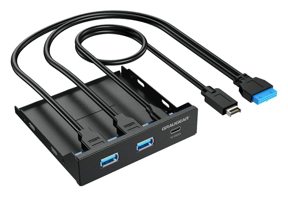 Graugear G-MP01 USB 3.2 Gen. 2 Frontpanel 3,5" Metall 2x USB-A und 1x Type-C USB 3.2 Gen2 10Gbit/s