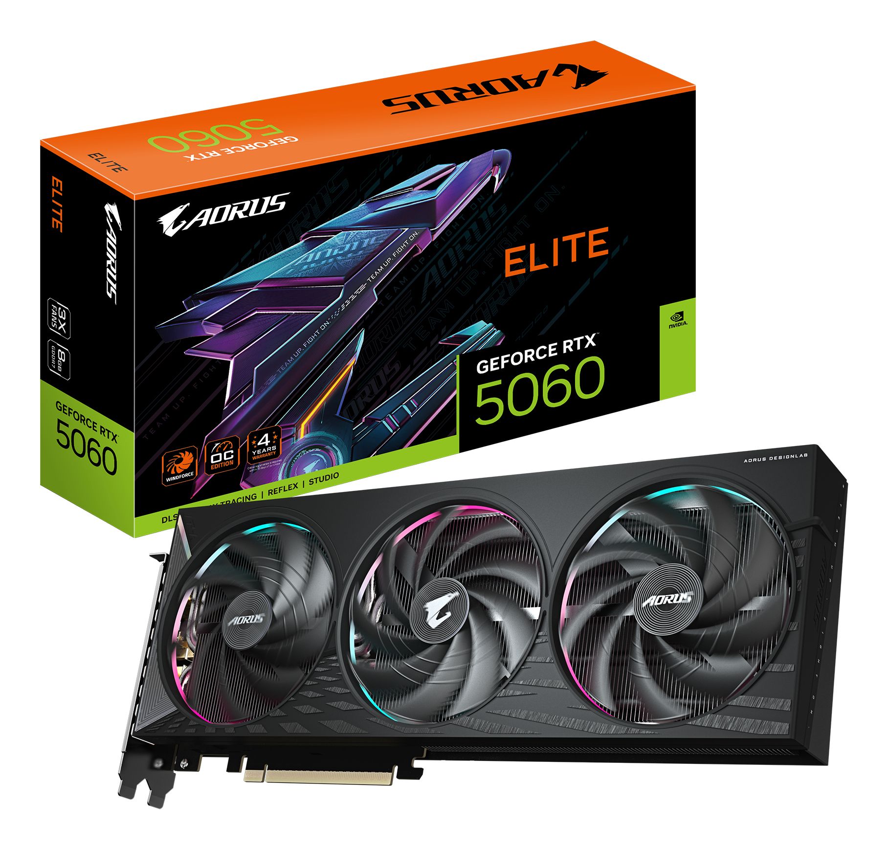 Gigabyte AORUS GeForce RTX 5060 Elite 8G, 8GB GDDR7, HDMI, 3x DP (GV-N5060AORUS E-8GD)
