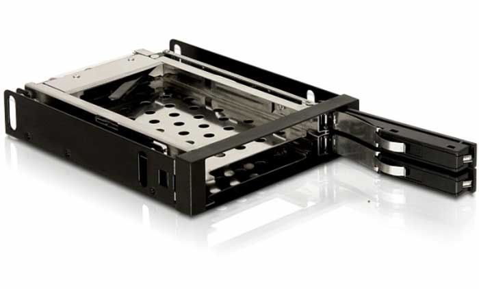 DELOCK Wechselrahmen für 2x 6,4 cm (2,5") SATA Festplatten, für 8,9 cm (3,5") Einbauschacht