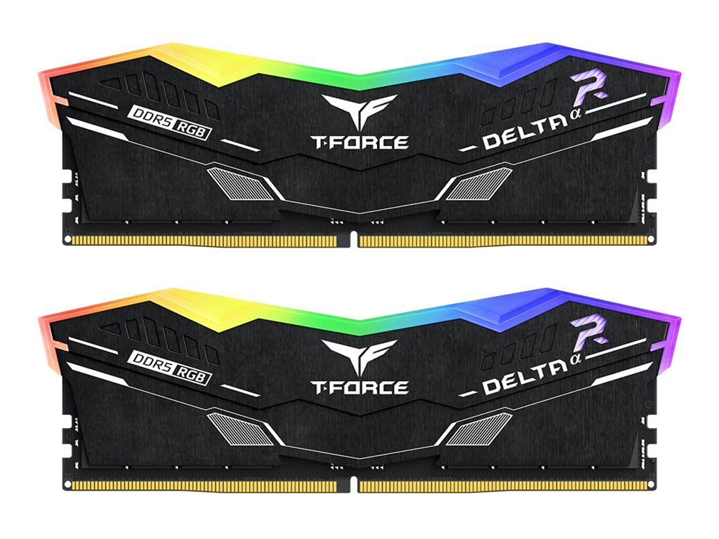 32GB Kit DDR5-6000 TeamGroup T-Force DELTAa RGB schwarz 2 x 16GB, CL30, on-die ECC, AMD EXPO