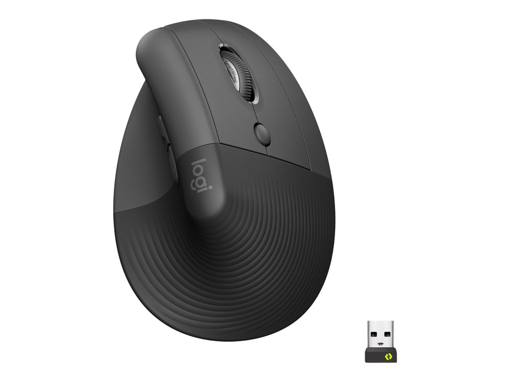 Logitech Lift Vertical Ergonomic Mouse, Graphite, Logi Bolt, USB/Bluetooth