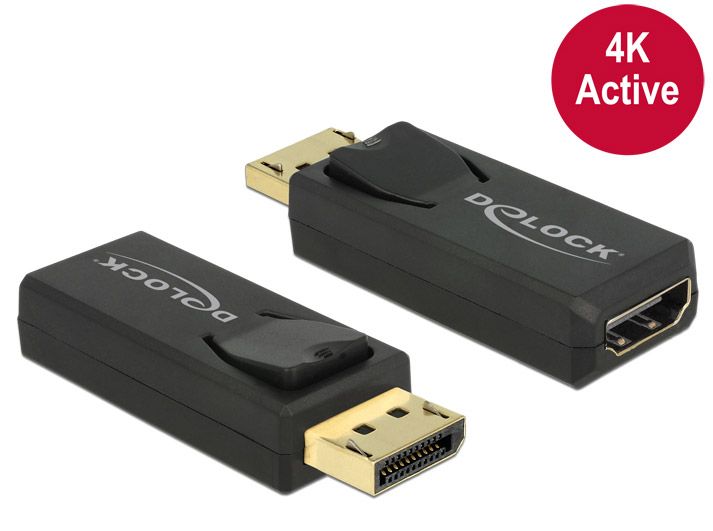 Delock Adapter Displayport 1.2 Stecker > HDMI Buchse 4K Aktiv schwarz