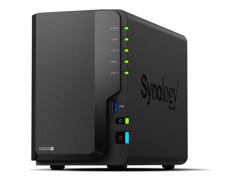 Synology DS225+ NAS, 2x USB 3.0, 2.5GBase-T,  Gigabit-LAN, 2x SATA, Intel Celeron J4125, 4C/4T, 2.00-2.70GHz