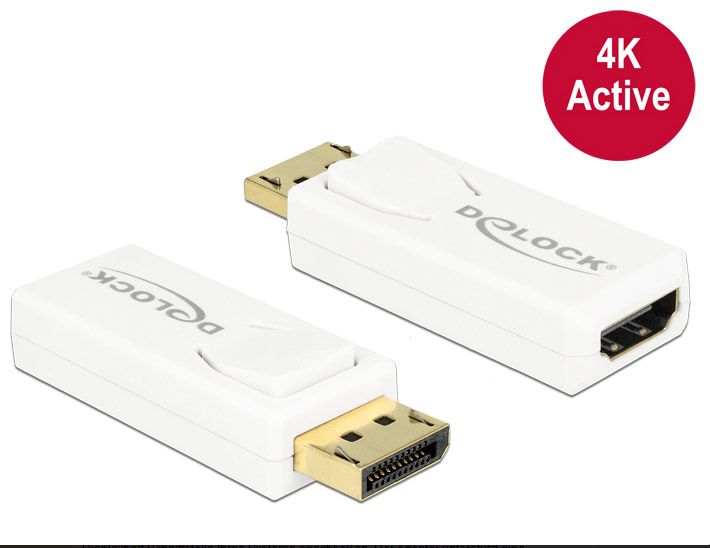 Delock Adapter Displayport 1.2 Stecker > HDMI Buchse 4K Aktiv weiß